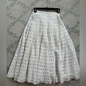 LoveShackFancy Cotton Lace Midi Skirt. Size 0